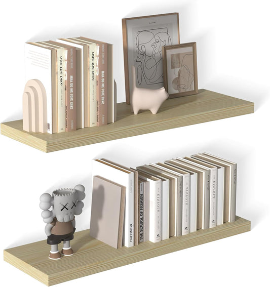 12 Inch Deep Floating Shelves for Wall 2 Pack Floating Shelves Large Storage Space Wall Mount Shelf for Living Room Kitchen Bathroom 36" W x 12" D x 1.2" H Oak