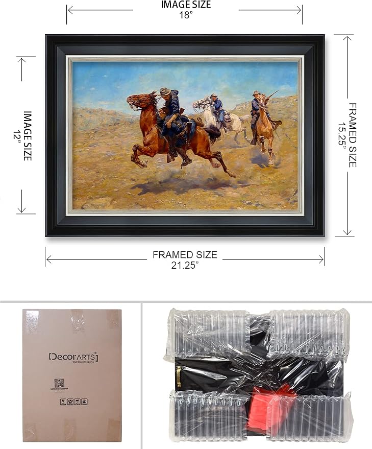 DECORARTS - My Bunkie by Charles Schreyvogel. Classical Style Solid Wood Framed, Giclee Prints Ready to Hang Framed Wall Art for Wall Decor. Total Size w/Frame: 21.25x15.25
