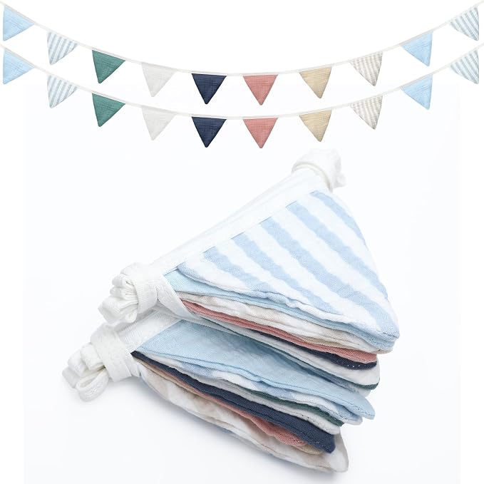 Oudain 2 Pcs Pennant Banner Flags Nursery Garland Triangle Bunting Flags Playroom Wall Decor Banner for Nursery Baby Shower Birthday Boho Wedding Party Event, Each 7.75 ft(Elegant Color)