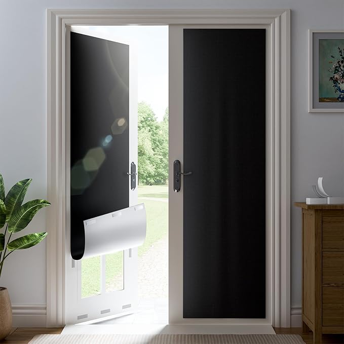 51" W x 84" L 100% Blackout Curtains, Total Darkness No-Drill Black Out Window Cover,Temporary Blackout Shades with Hook & Loop Tape – for Bedroom, Nursery, Dorm, Travel (Black)