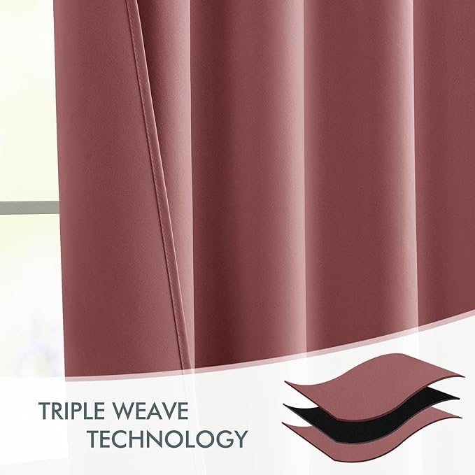 MIULEE Dusty Rose Back Tab Blackout Curtains 84 Inch Length 2 Panels Set for Living Room Bedroom Privacy, Rod Pocket/Pinch Pleat Thermal Insulated Room Darkening Pleated Light Blocking Drapes
