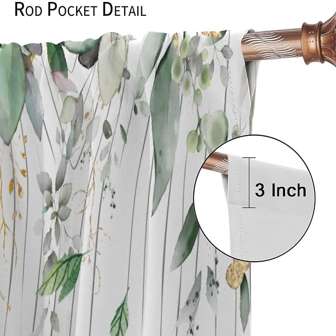 Forest Animal Curtains, Watercolor Wild Animal Bear Fox Deer Kids Window Treatments for Living Room Bedroom,Green Woodland Tree Kids Drapes 2 Panel Sets,55x63 Inch