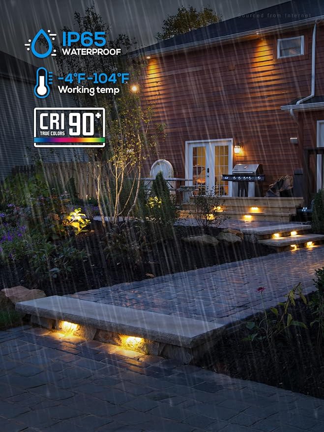 LEONLITE 8-Pack 7 Inch LED Hardscape Lighting, 3W/4W/5W, 2700K Soft White | Update Dimmable Retaining Wall Lights, Low Voltage Landscape Lighting, 12-24V AC/DC Paver Light, Outdoor Step Lights, ETL