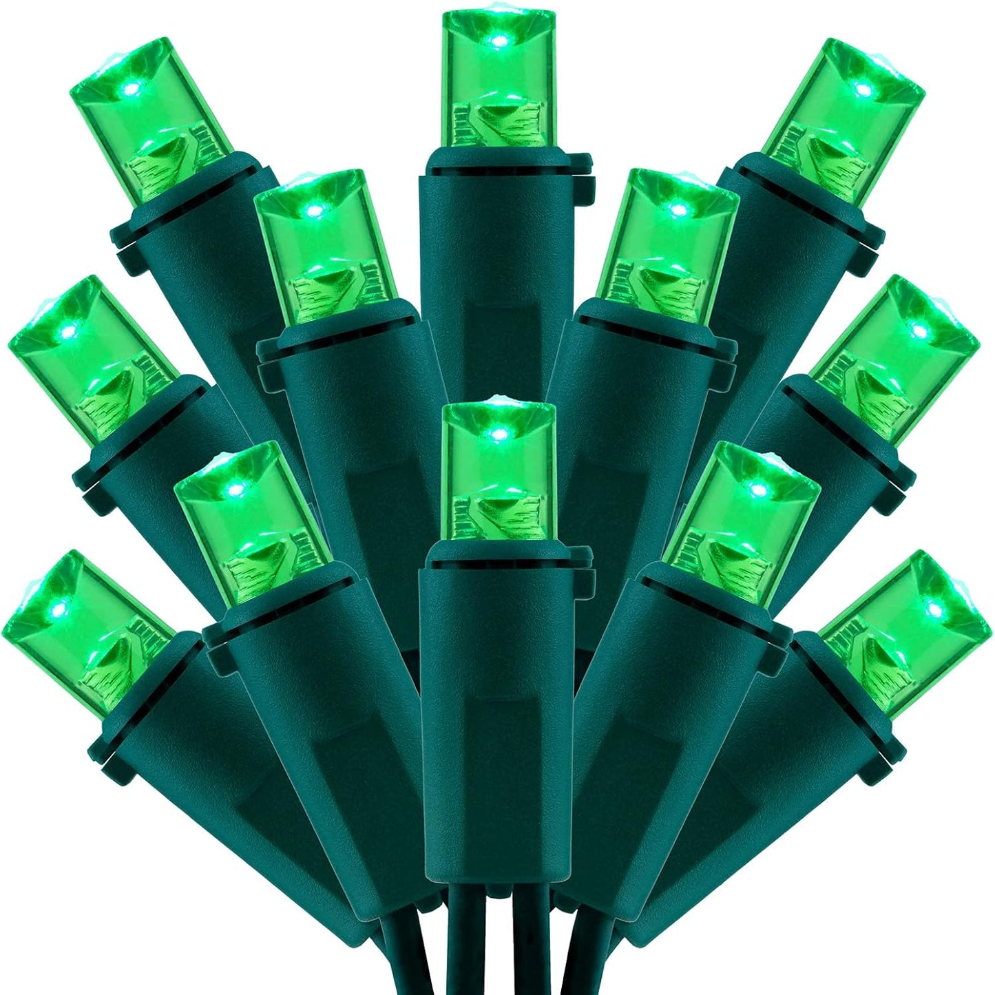 200 Count Green Wide Angle LED Christmas Lights, 66 ft Green Wire UL Certified Commercial Grade 5mm Holiday String Light Set (Green)