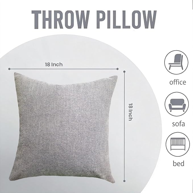 18x18 Pillows,Decorative Pillows for Couch,Living Room Pillow,Grey Throw Pillow,2 Pack.
