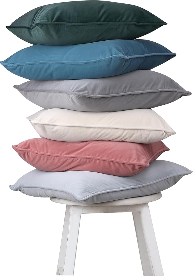 A1HC Set of 2 Luxurious Fine Soft Velvet Throw Pillow Covers Only, for Sofas, Beds, Vibrant Colors and Hidden Zipper. Enhance Your Living Space with Decorative Couch Pillow 22"x22", Khaki