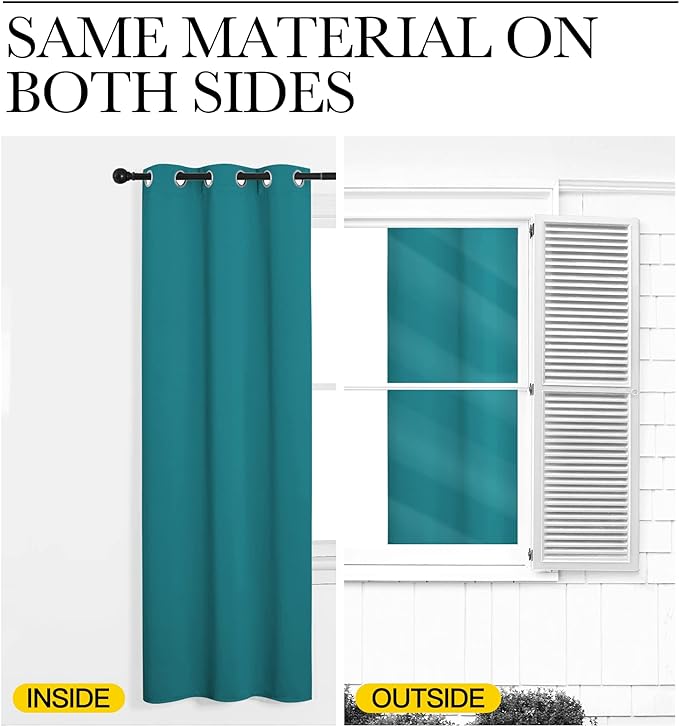 NICETOWN Room Darkening Curtains 68 inch Length 2 Panels, Thermal Insulated Grommet Blackout Curtains for Modern Casual Elegant Bedroom Kids Room Theme Decoration (Peacock Teal, 2 Pieces, W42)