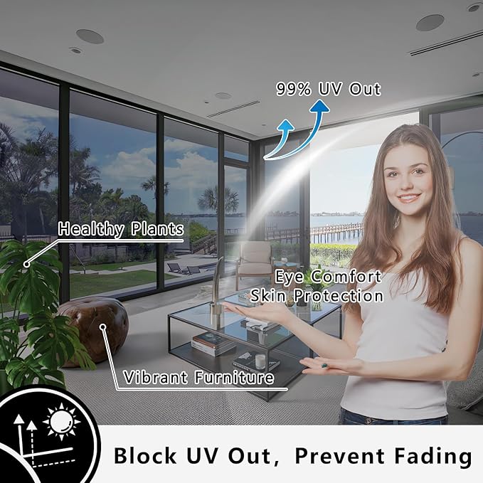 Lmlpt One Way Window Privacy Film See Out Not in Heat Control Windows Tint for Home Sun Blocking Anti UV Mirror Glass Tinting Films Self-Adhesive Door Coverings,Diamond Black Silver,23.6X78.7inch