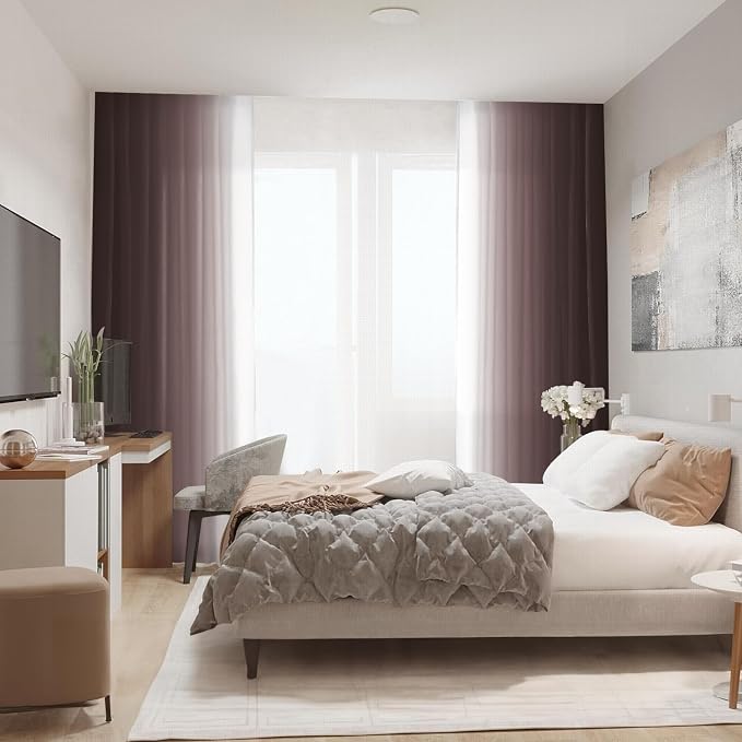 Brown Curtains for Living Room 84 Inch Length Brown White Ombre Curtains 2 Panel Bedroom Farmhouse Chocolate Ombre Light Filtering Window Curtain Modern Gradient Drapes