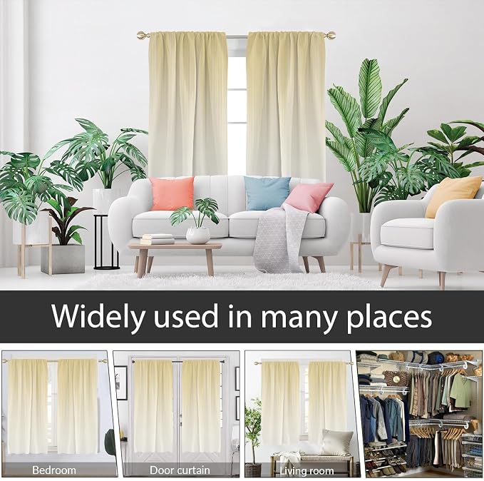 AAtter Beige Window Curtain Light Yellow and White Modern Abstract Ombre Art Aesthetic Two Tone Boho Living Room Bedroom Rod Pocket Drapes Treatment Fabric 1 Pair Home Decor, 42" W x 63" L, Gradient