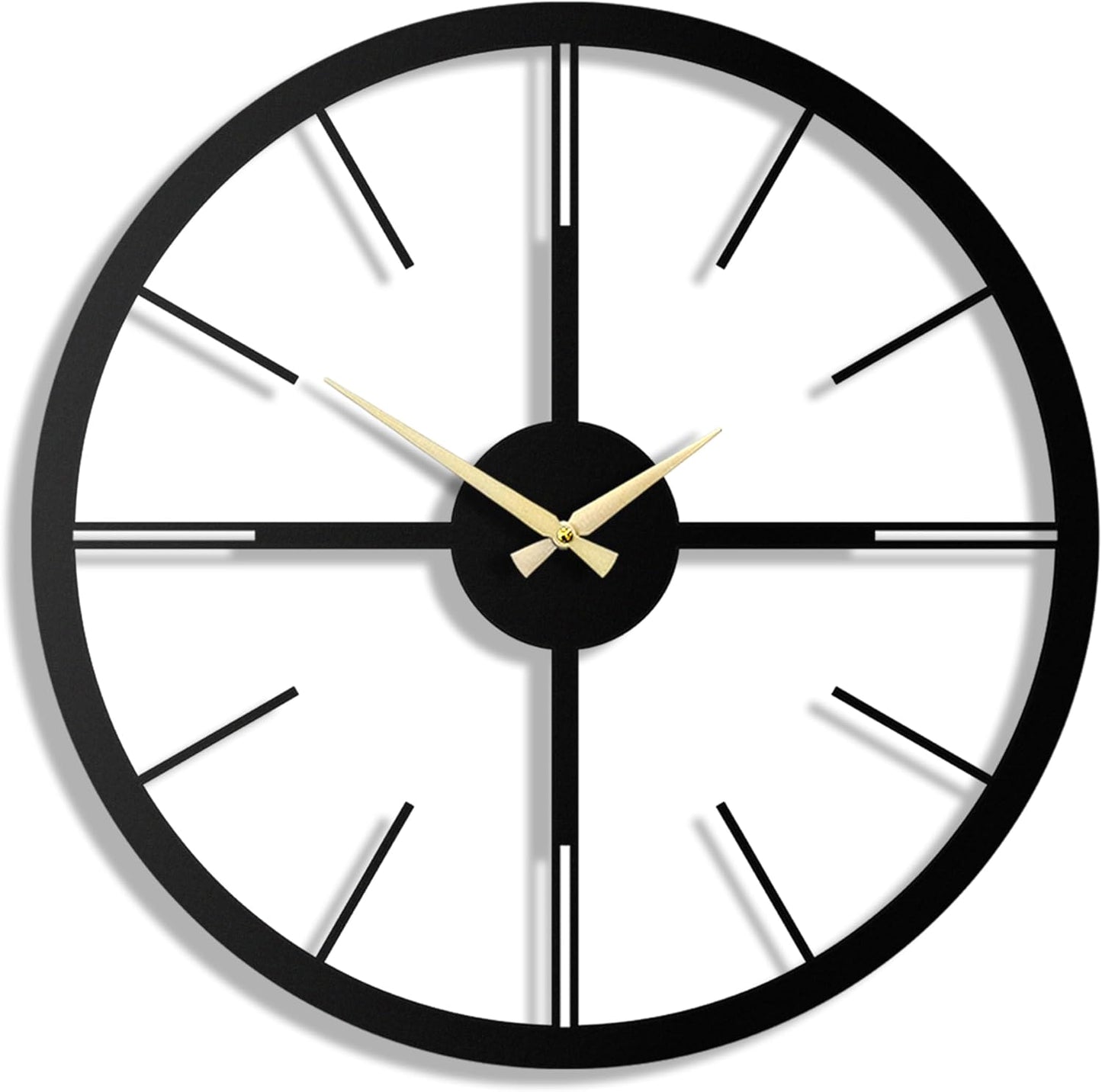 pluviart Rain Minimalist Metal Wall Clock, Modern Black Metal Wall Clock, Silent Non-Ticking Decorative Clock for Living Room, Kitchen, Office, Industrial-Style Wall Decor, Easy to Hang (19,3")