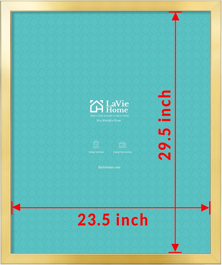 LaVie Home 24 x 30 Picture Frame, Large Poster Frame with High Definition Plexiglass, Horizontal or Vertical Wall Gallery Poster Frames Suitable for Photos, Artworks, Posters,Puzzle, Gold 1pc
