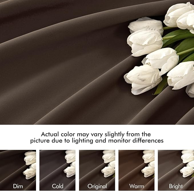 MIULEE Chocolate Brown Back Tab Blackout Curtains 90 Inches Long 2 Panels Set for Living Room Bedroom Privacy, Rod Pocket/Pinch Pleat Thermal Insulated Room Darkening Pleated Light Blocking Drapes