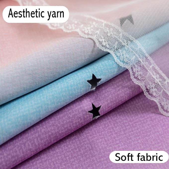 Cute Star Blackout Curtains for Girls Bedroom, Princess Curtains, W52X L84 | 1 Panel Pink Purple Thick Grommet Top Star Cutout Curtains, Double Layer Nursery Kids Curtains, Aesthetic Living Room Decor