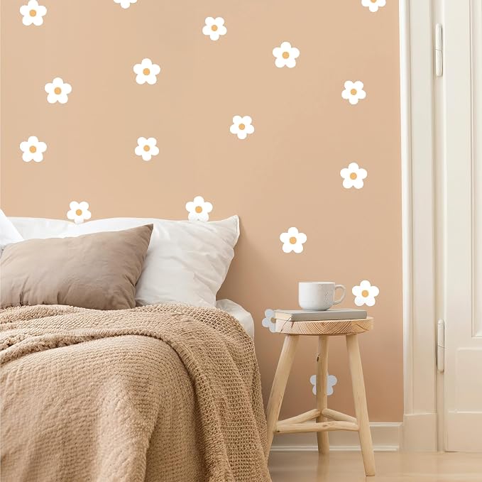 Removable Wall Decals for Kids Room – Peel and Stick Wall Stickers for Girls & Boys Bedroom, Playroom & Nursery – Easy to Apply Wall Decor - Daisy White Flowers Decals