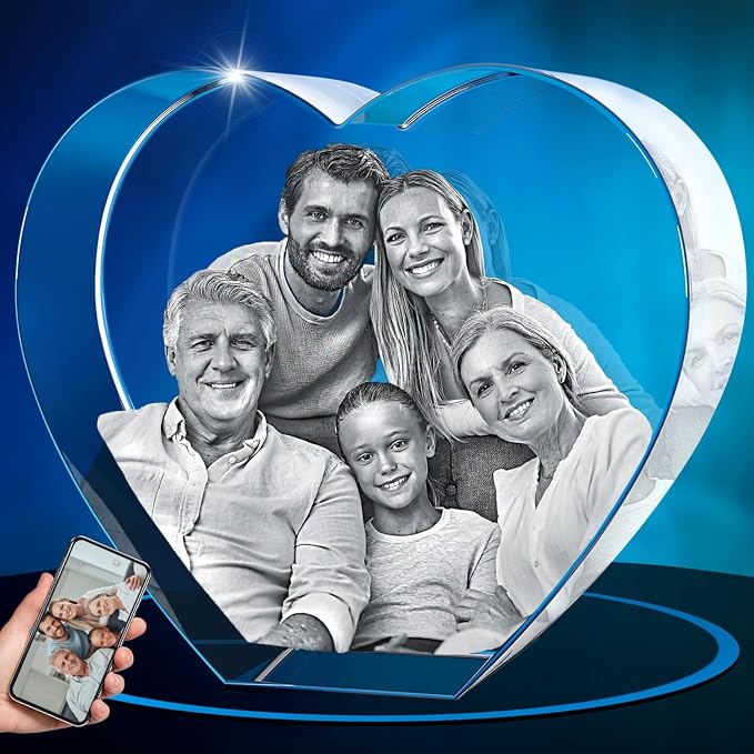 ArtPix 3D Crystal Photo, Personalized Gifts for Women, Wife, Her, Him, Men, Mom, Great Customized Gift With Your Own Photo - Anniversary, Wedding, Birthday - Custom Glass 3D Laser Etched Picture Frame