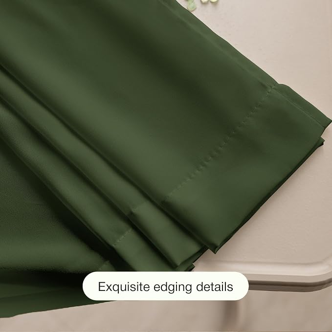 Anmao Non-See-Through Olive Green Privacy Semi Sheer Curtains for Living Room 63 Inch Length 2 Panels Set, Light Filtering That Let Light in Rod Pocket Window Drapes for Bedroom, 52W x 63L, Dark Green