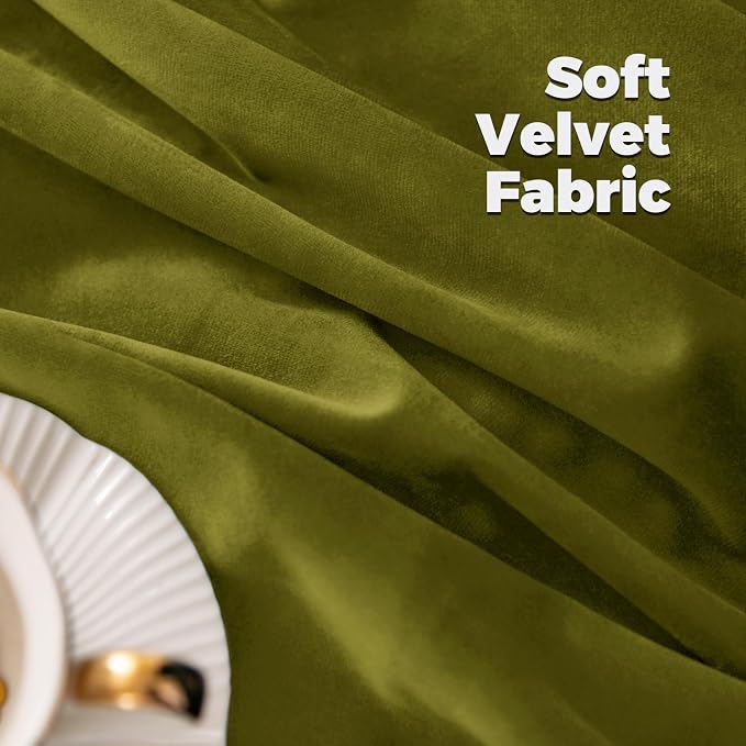 BGment Moss Green Velvet Blackout Curtains 84 Inches Long, Vintage Thermal Insulated Room Darkening Privacy Window Drapes with Back Tab and Rod Pocket for Bedroom/Guest Room, 2 Panels, 52 x 84 Inch