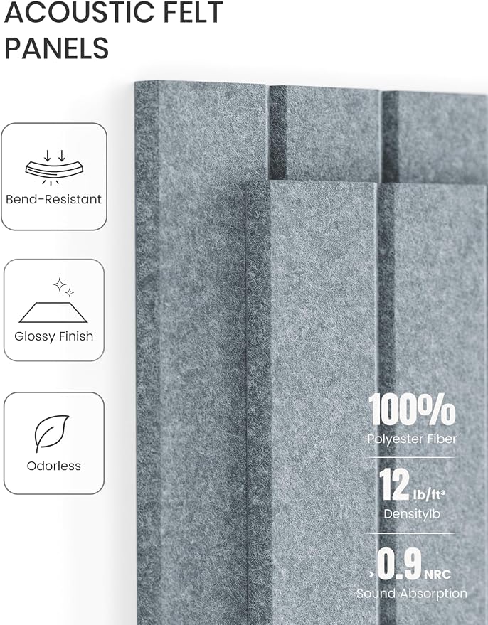 Fluxynara Large Felt Bulletin Board 48" x 36" Cork Board Alternative-12 Pack with 64 Safe Removable Adhesive Tabs, Cork Boards for Walls Pin Board for Home Office Classroom Felt Board-Blue Gray