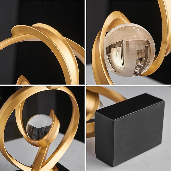 AWNR Gold Abstract Sculpture House Decor Aesthetic - Home Décor Accents for Nightstand, Shelves, Dining Room, Entryway Table, Office, Desk Accessories