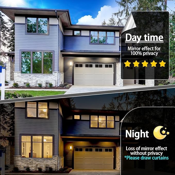 Niviy One Way Privacy Window Film See Out Not in Window Tint for Home Heat Blocking Anti UV Glass Door Mirror Reflective Window Film for Home Office, (Silver 35.4" x 157.4")