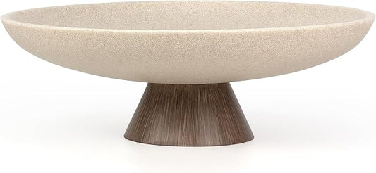 LIN CHUAN Large Decorative Bowl, Modern Resin Pedestal Bowl for Home Decor, Stylish Fruit Bowl for Kitchen Counter, Chic Key Holder for Entry Table, Brown