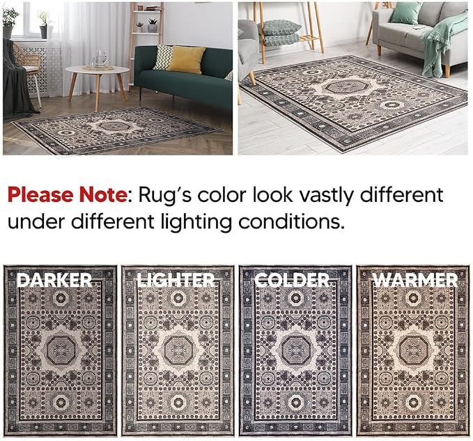 Keen Home Design 30"x120" Rug - Machine Washable Runner Rug with Non-Slip Backing, Ideal for Hallway, Entryway, Kitchen, Laundry Room - Vintage, Easy Clean, Durable, Low Pile - (2'6" x 10')
