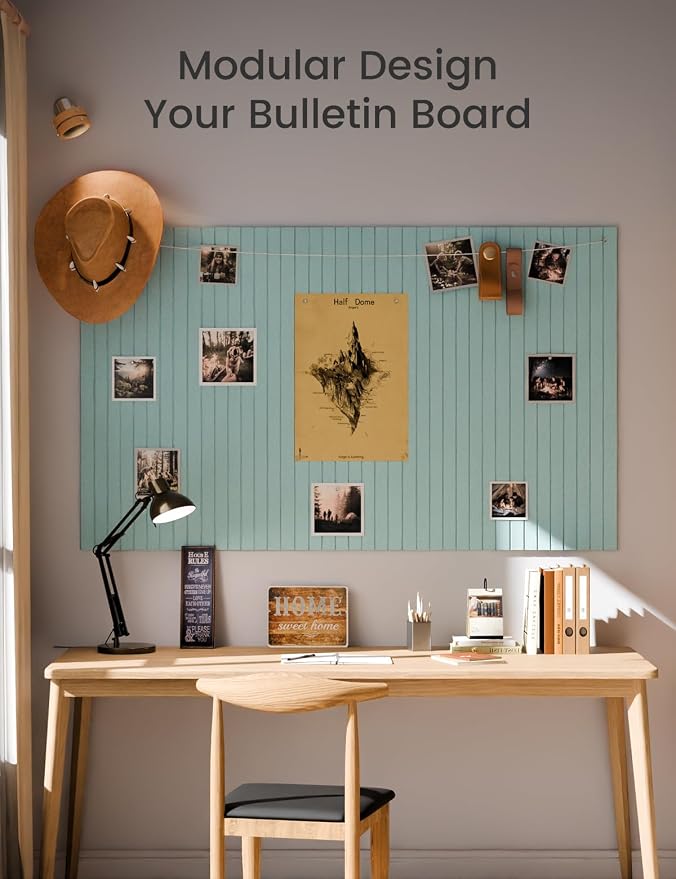 Fluxynara Large Felt Bulletin Board 48" x 36" Cork Board Alternative-12 Pack with 64 Safe Removable Adhesive Tabs, Cork Boards for Walls Felt Board for Home Office Classroom Pin Board-Teal Blue