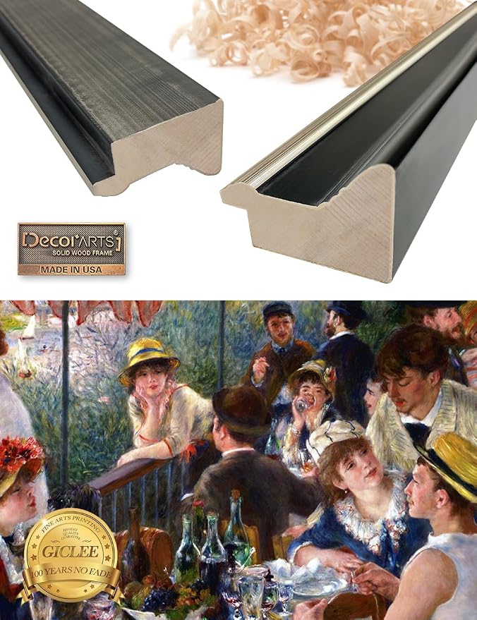 DECORARTS - Luncheon of the Boating Party by Pierre-Auguste Renoir. Giclee Prints on Canvas. Enhance Your Home and Office Decor with this Exquisite Framed Wall Art, Ready to Hang. 21.25x15.25