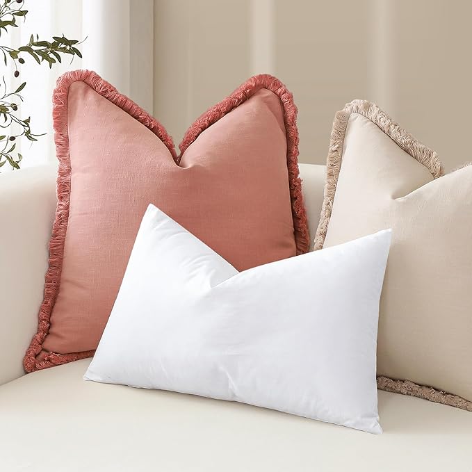 Artscope Synthetic Down Pillow Insert, 18x18 Down Alternative Throw Pillow Insert. Ultra Soft Fluffy Sleeping Pillow with 100% Cotton Cover, Decorative Pillows Set of 4-White.