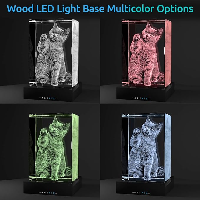 ArtPix 3D Premium Crystal Photo, Personalized Gifts for Women, Wife, Mom, Her, Him, Men, Great Customized Gift With Your Own Photo - Anniversary, Wedding, Birthday - Custom Glass 3D Laser Etched Picture Frame