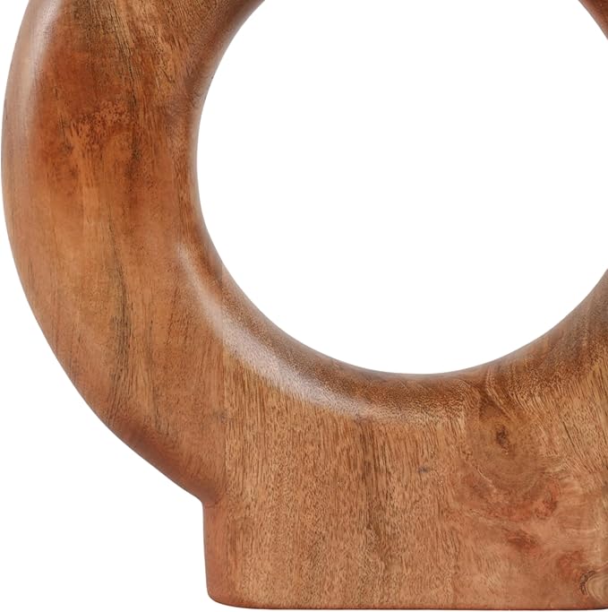 Mango Wood Decorative Vase – Table Decor Flower Holder, Living Room Tabletop Decor, Modern Donut Design Vase Accent for Circle Table Home Decor – 18", Brown