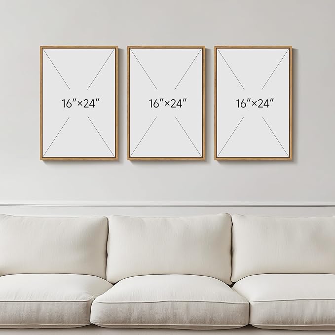 Framed Mid Century Modern Boho Wall Art for Living Room, 3 Piece Abstract Minimalist Line Canvas Artwork for Walls, Large Terracotta Tones Prints Paintings for Bedroom Hallway Wall Decor, 16x24 Inch