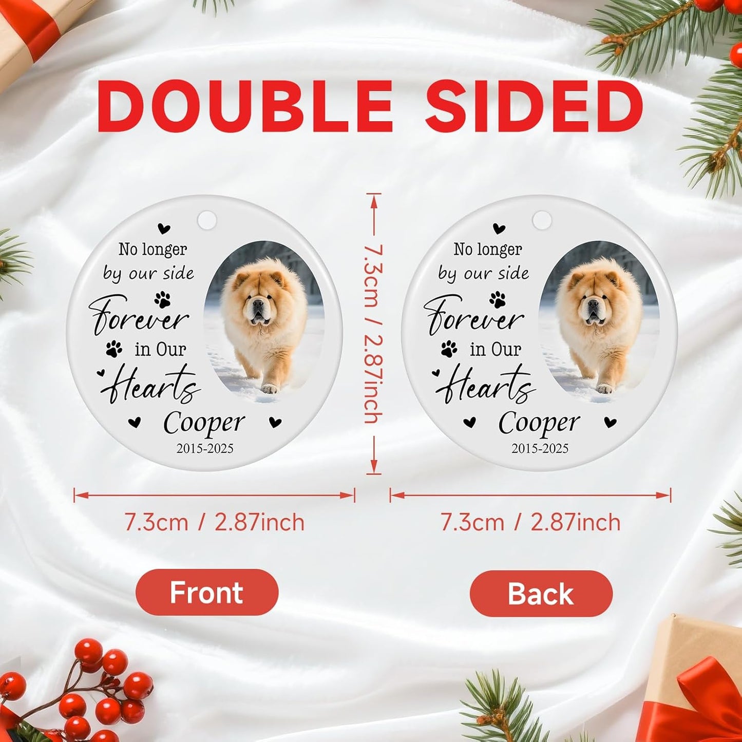 Custom Dog Memorial Gifts, Personalized Pet Memorial Ornament, Customized Christmas Ornaments 2025, Sympathy Keepsake Gift for Loss of Loved One, Dog Lover Gifts