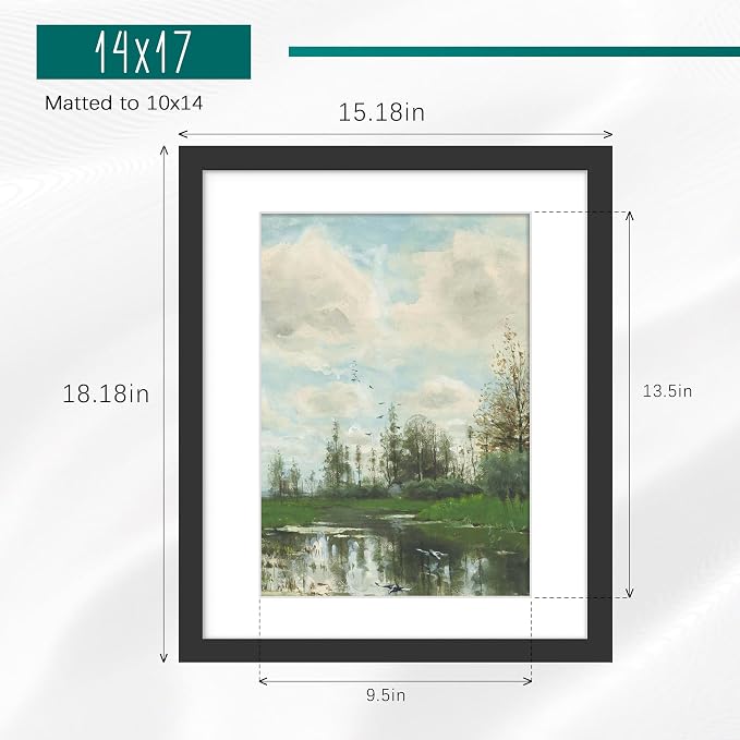 Picrit 14x17 Picture Frame 3 Pack, Black Poster Frame, Display Poster 10 x 14 with Mat or 14 x 17 without Mat for Horizontal or Vertical Wall Mounting