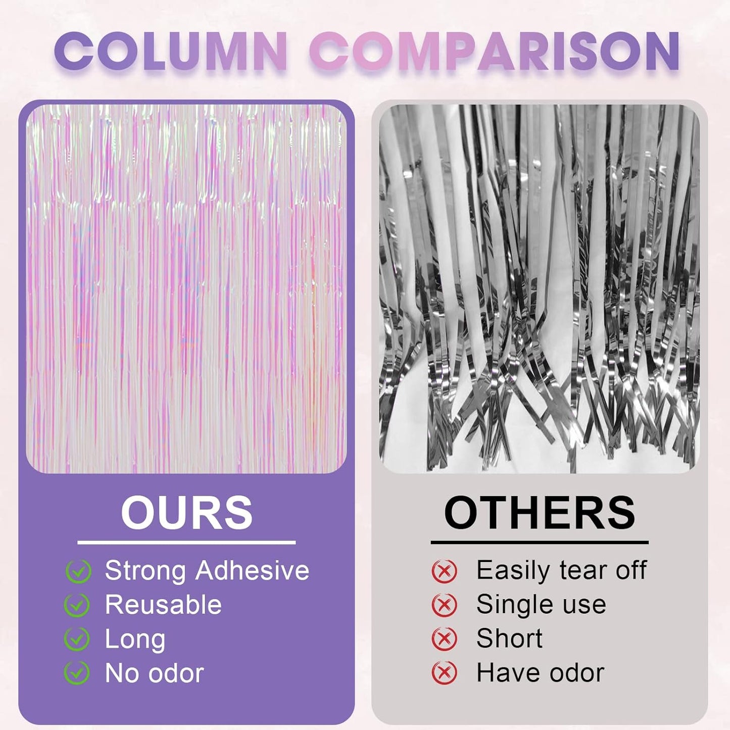 3 Pack 3.3x8.2 Feet Iridescent Transparent Foil Fringe Backdrop Curtains, Tinsel Streamers Birthday Party Decorations, Fringe Backdrop for Graduation Baby Shower Gender Reveal Disco Party