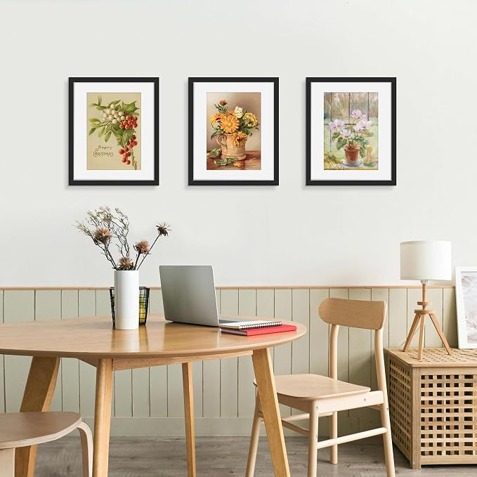 Picrit 14x17 Picture Frame 3 Pack, Black Poster Frame, Display Poster 10 x 14 with Mat or 14 x 17 without Mat for Horizontal or Vertical Wall Mounting
