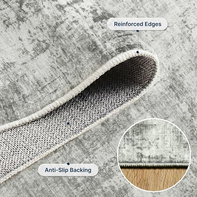 5x7 Area Rugs Washable Living Room Rug-No Slip Soft Carpets Modern Abstract Indoor Floor Stain Resistant Carpet for Bedroom Dining Room Farmhouse Nursery Home Office Grey
