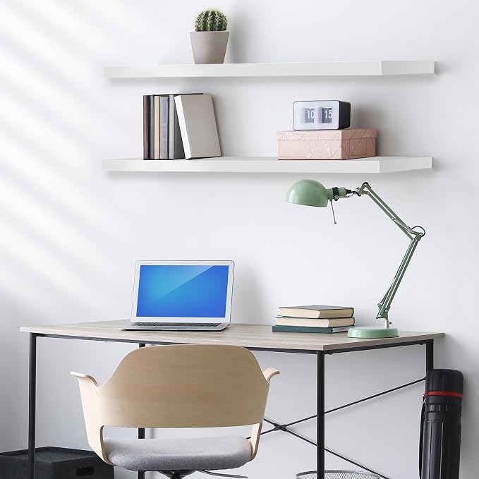 Sorbus Floating Shelves for Wall - 35 Inch Long Bathroom Shelves, Wall Decor for Bedroom, Kitchen, Living Room & Book Storage - Mounted Floating Shelf with Invisible Brackets (White, 2 Pack) | Long Wall Shelves