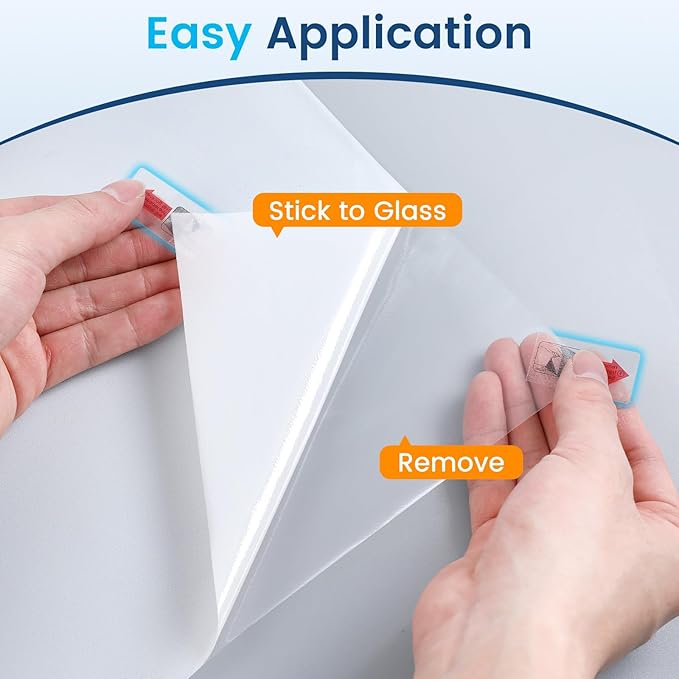 DOWELL Window Privacy Film, Frosted Glass Window Film, Static Cling Non-Adhesive Glass Clings, Sun Blocking Opaque Door Coverings, Reusable Door Sticker for Bathroom Home Office, White, 17.5" x 118"