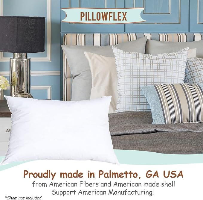 Pillowflex Synthetic Down Pillow Insert - 18x24 Down Alternative Pillow, Ultra Soft, Large Rectangle, Lumbar, Back, Sofa, Sleeping Pillow - 1 Decorative Pillow Form
