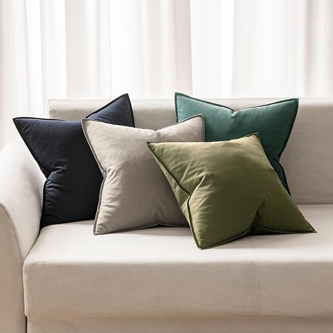 MIULEE Pack of 2 Decorative Linen Pillow Covers 24x24 Inch Navy Blue | Boho Farmhouse Modern Soft Accent Euro Shams Throw Pillows for Bed Neutral Cushion Covers Sofa Couch Living Room Home Decor