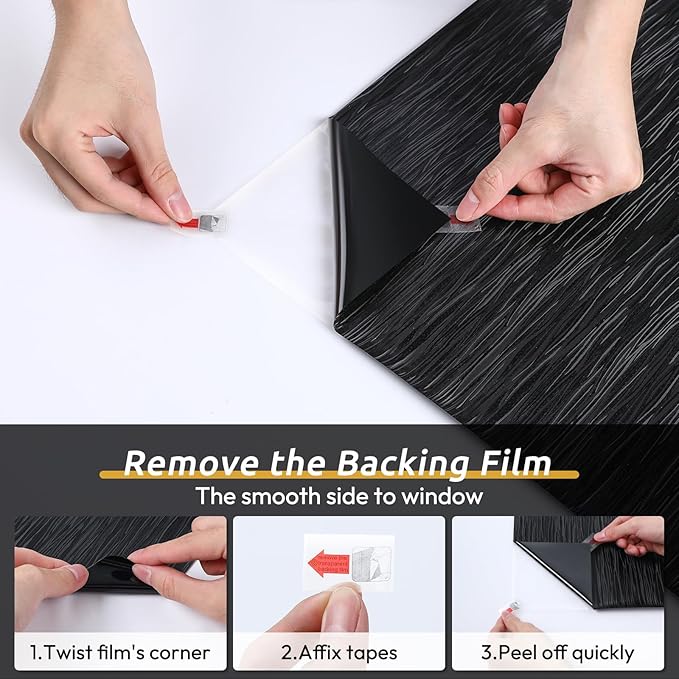 rabbitgoo Blackout Window Film, Sun Light Blocking Window Black Out Cover for UV Reduction, Removable Tint Room Darken Heat Control Frosted Glass Sticker for Home, Black, 17.5 x 78.7 Inches