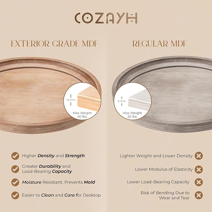 COZAYH Farmhouse Cottagecore End Table, Rustic Wood Tray Top Round Accent Table with White Curved Legs for Family Room, Living Room, or Small Spaces