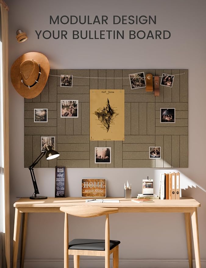 Fluxynara Large Felt Bulletin Board 36"x24" Cork Board Alternative - 6 Pack with 32 Safe Removable Adhesive Tabs, Cork Boards for Walls for Home Office Classroom Pin Board-Earth Brown