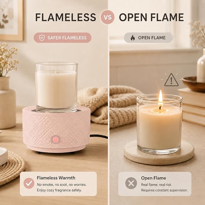 Wax Melt Warmer for Scented Wax,3-in-1Ceramic Wax Warmer Fragrances Candle Oils, Home Fragrance Burner,Electric Candle Warmer Perfect Christmas Gifts for Mom Women(Pink)