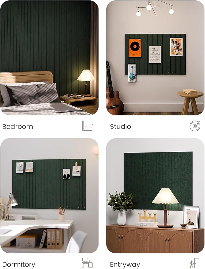 Fluxynara Large Felt Bulletin Board 36"x24" Cork Board Alternative - 6 Pack with 32 Safe Removable Adhesive Tabs, Cork Boards for Walls Cork Board for Home Office Classroom Pin Board- Pine Green