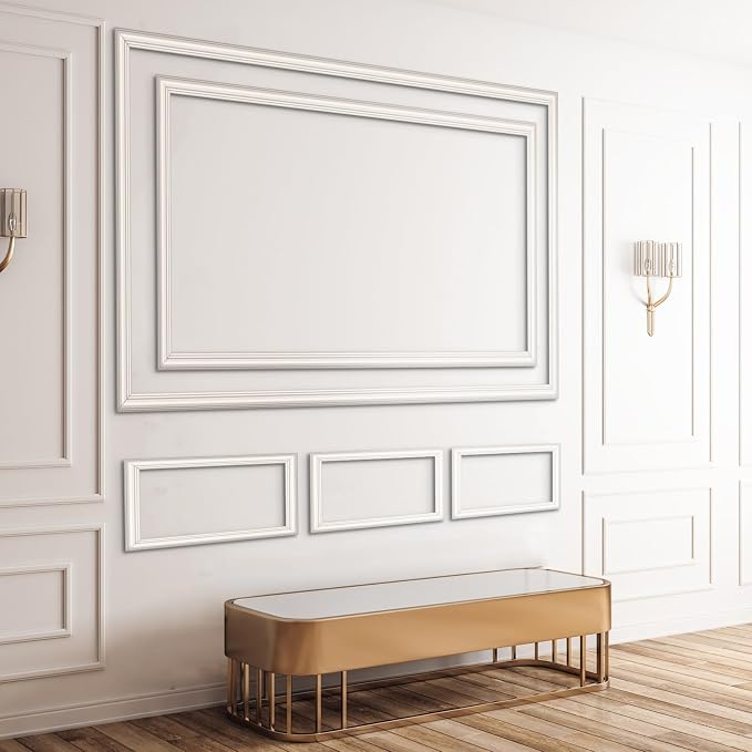 Pangda DIY Peel and Stick Wall Moulding Kit Flat Wall Molding Kit Pre Made Accent Wainscoting Panel for Home TV Interior Decor(the Heritage Collection)