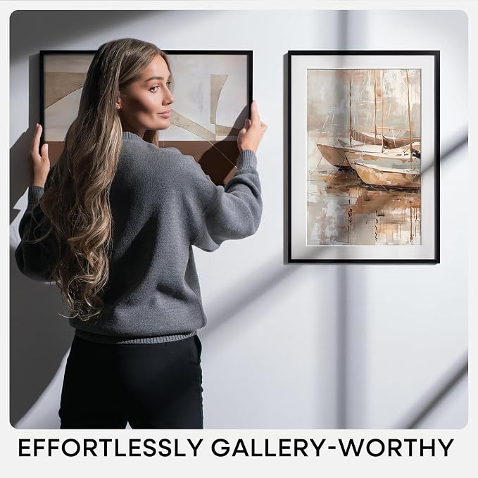 Homeforia 22.375x34 Black Puzzle Frame, High End Metal 22.375 x 34 Picture Frames without Mat, 34x22.375 Thin Poster Frame for Wall, 22.375 by 34 Puzzle Photo Frame, Tempered Glass, Wall Kit, Set of 1
