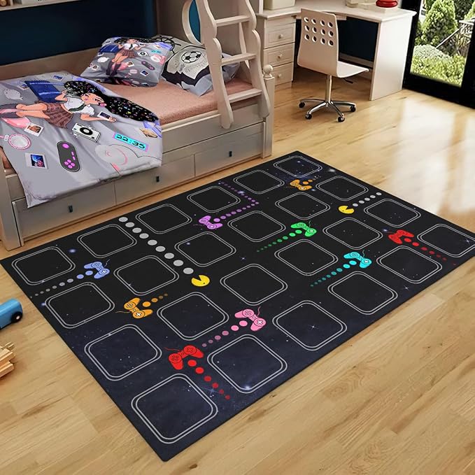 Gamer Area Rugs for Boys Bedroom, Gaming Rugs for Kids Room Home Decor Controller Gamepad Carpet Doormat 4'5"x6'